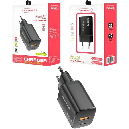  30W USB Type-C Brza mrežna punjačica - Crna KP34862 Slike