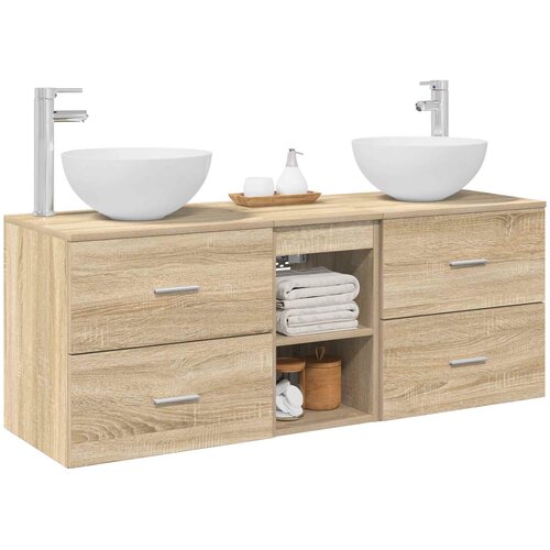  Set ormarića za kupaonicu 3 kom. Hrast sonoma Smeđa 49,5 x 41 x 64,5 cm Slike