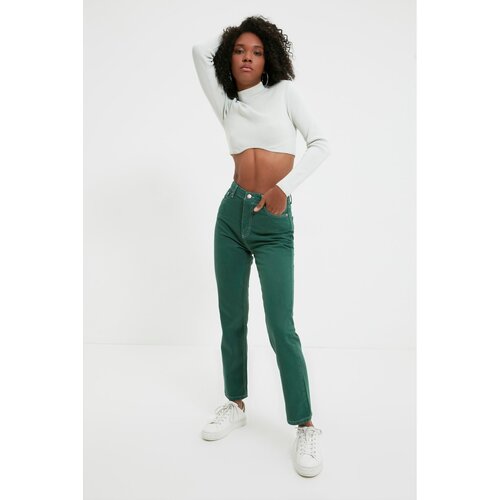 Trendyol Green Contrast Thread High Waist Bootcut Jeans Slike