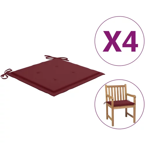 vidaXL jastuci za vrtne stolice 4 kom boja vina 50x50x3 cm od tkanine