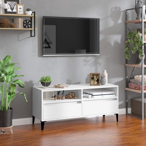 The Living Store TV omarica bela 100x34,5x44,5 cm inženirski les - TV Omarica, (21375735) Slike