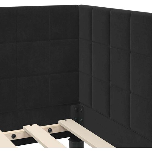 VidaXL Kutni krevetni okvir s madracem s uzglavljem 2 pcs Crna Bar&amp;scaron;un - Crna 90 x 190 cm Slike