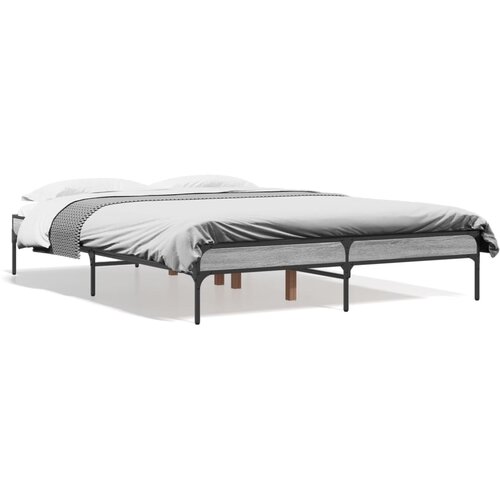 Maison Chic Posteljni okvir - Dvoposteljna postelja - Zakonska postelja siva sonoma 135x190 cm inženirski les in kovina-J15187, (21760921) Slike
