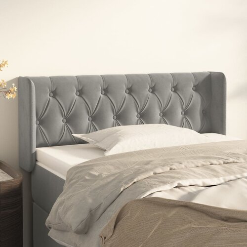 vidaXL Uzglavlje s ušima svjetlosivo 103x16x78/88 cm baršunasto Cijene
