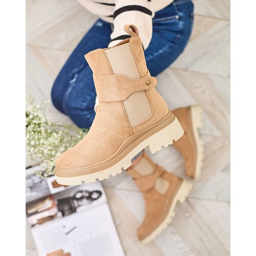 Resti Light brown women's boots with decorative strap Doasa Cene