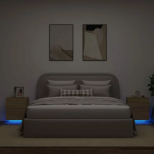  Noćni ormarići s LED svjetlima 2 kom boja hrasta sonome