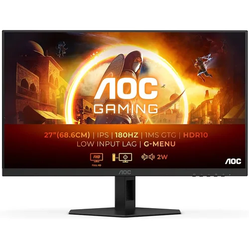 AOC 27G4XE 27” Gaming Monitor – 180Hz, 0.5ms, IPS, Full HD, G-SYNC Compatible, Adaptive Sync