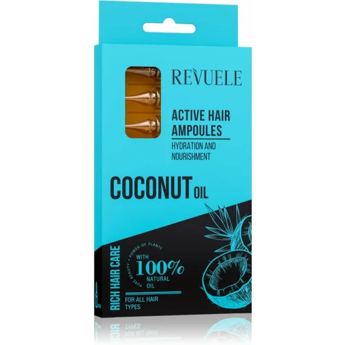 Revuele Coconut Oil Active Hair Ampoules serum za lase za prehrano in hidracijo 8x5 ml
