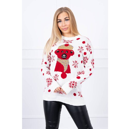 Kesi Christmas sweater with bear ecru Slike