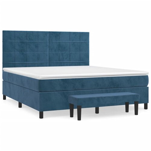Maison Chic Box spring postelja - Vzmetna postelja z vzmetnico temno modra 160x200 cm žamet SL20721, (21890817) Cene