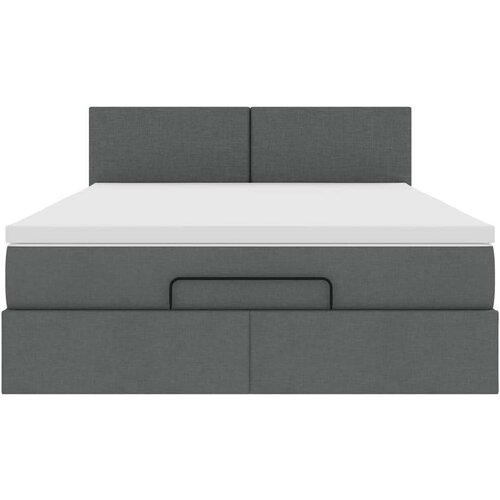 VidaXL otomanski krevet s madracem tamnosivi 140x190cm od tkanine Slike