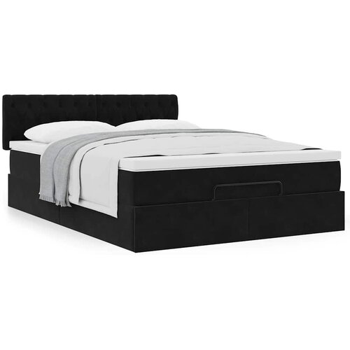 VidaXL Otomanski krevet s madracem crni 140x190cm bar&amp;scaron;unasti Slike