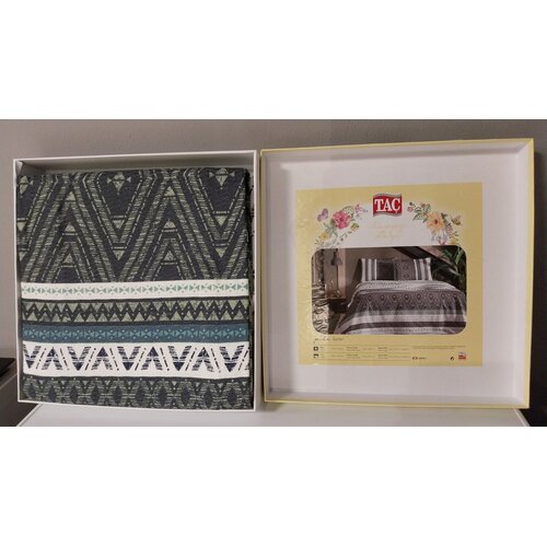 Tac Set posteljine sa prekrivačem Sadler, 100x200cm, Tamnosivo-beli Cene