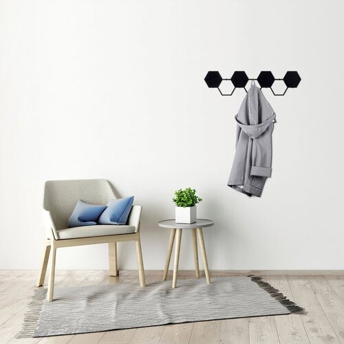 Lessentiel Maison zidna ve&amp;scaron;alica Hexagon, 60x16cm, Crna Slike