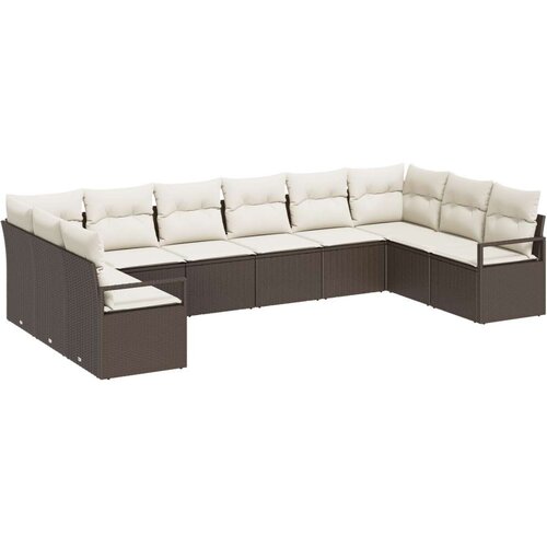  Set vrtnih kauča od 10 dijelova s jastučićima smeđi poli ratan  dvosjed vrtni kauč s odlaganjem i jastučićima smeđi poli ratan Cijene