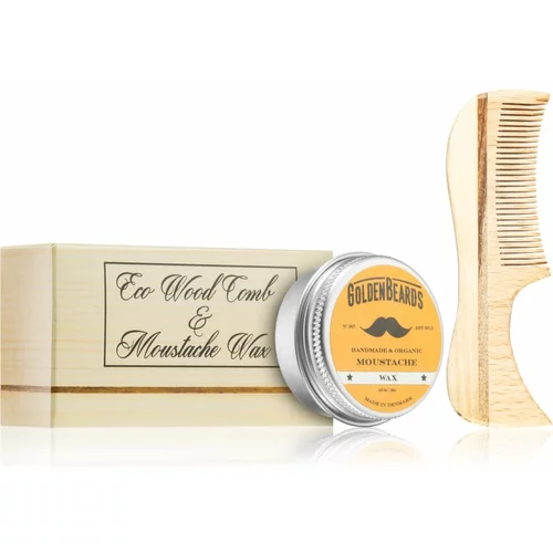 Golden Beards Eco Wood Comb 7.5cm + Moustache Wax set