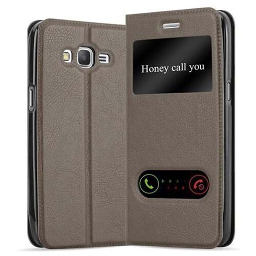 Cadorabo Samsung Galaxy GRAND PRIME v kamnito rjava - Za&scaron;čitni ovitek z magnetnim zapiranjem, stoječo funkcijo in 2 okencema za gledanje, (20561246) Cene