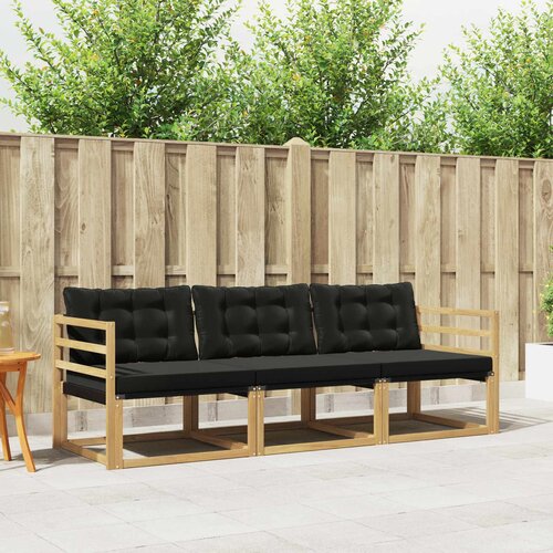  Set vanjskih sofa s jastukom 3 pcs Bijela i crna Slike