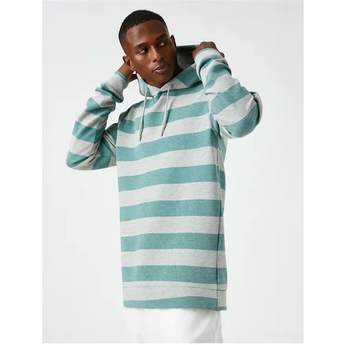 Koton Striped Oversized Hooded Sweatshirt