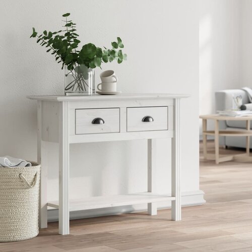 vidaXL Konzolna mizica BODO bela 90x34,5x73 cm trdna borovina Cene