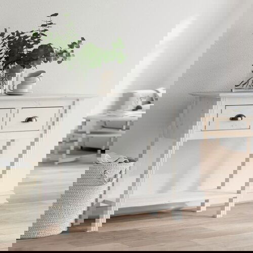 VidaXL Konzolni stol BODO bijeli 90 x 34 5 x 73 cm od masivne borovine Slike