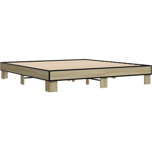 VidaXL Okvir za krevet boja hrasta 200x200cm konstruirano drvo i metal Slike