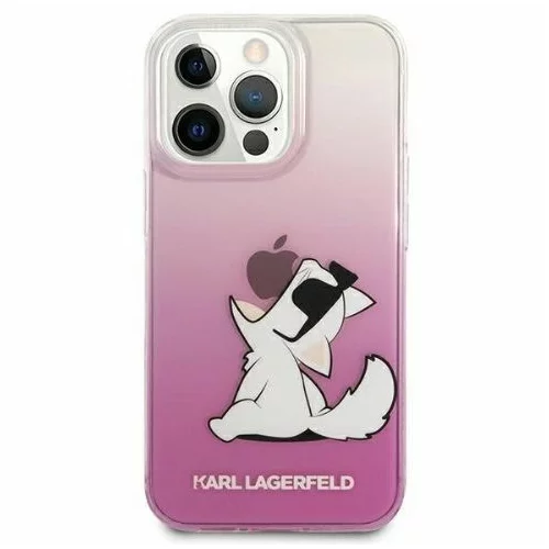 Karl Lagerfeld KLHCP13LCFNRCPI za iphone 13 pro prozorno pink zaščita - choupette fun