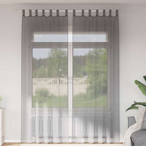 Voile zavjese s petljama 2 kom tamnosive 140x260 cm Cijene