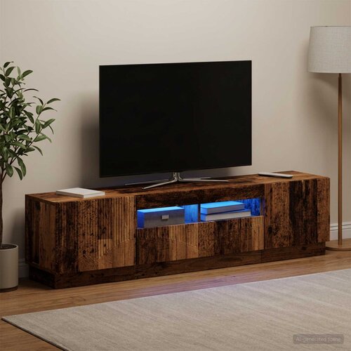  LED TV kabinet HOORN 3 kom. Staro drvo Konstruirano drvo Siva 81 x 35 x 40 cm Slike