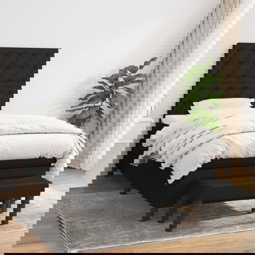 VidaXL Box spring postelja z vzmetnico črna 80x200 cm blago Slike