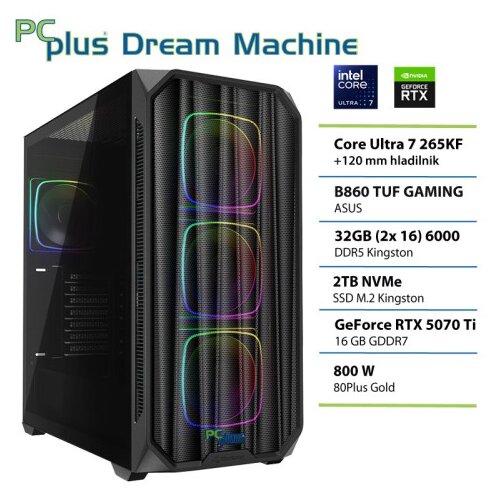 PCPLUS Dream Machine Ultra 7 265KF 32GB 2TB SSD RTX 5070Ti 16GB gaming namizni računalnik Cene