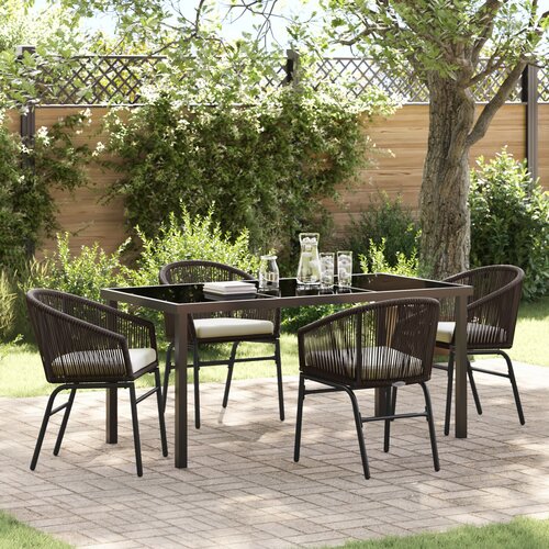 VidaXL Set od 5 vrtnih stolica smeđi poly rattan Slike