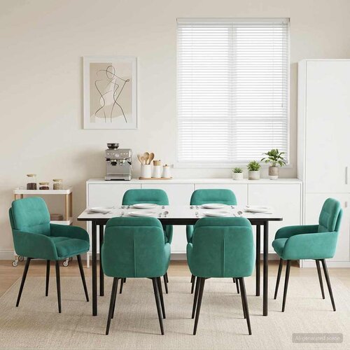 vidaXL Trpezarijske stolice 6 pcs Baršun Tirkizna 59 x 59,5 x 90 cm Cene