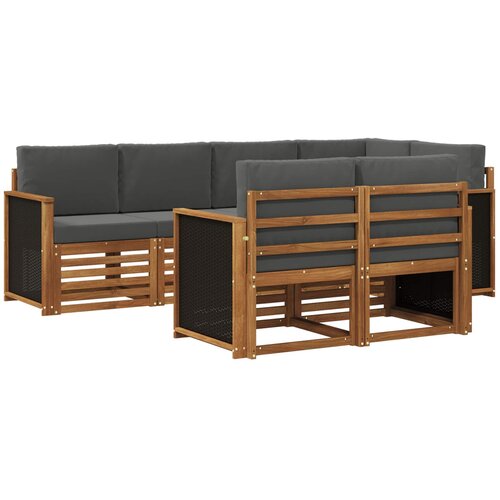 vidaXL Kotna sedežna garnitura z blazino 6 pcs Naravna in antracitna, (5000283405) Cene