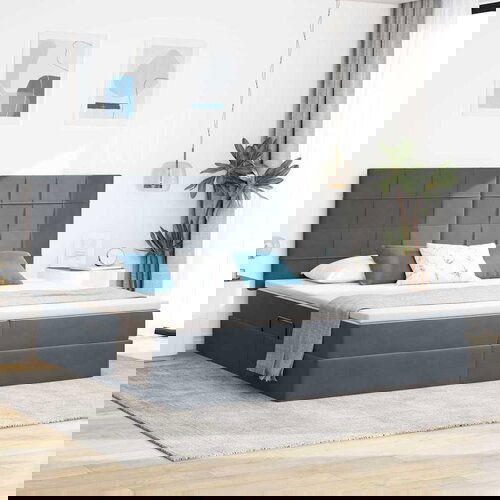 vidaXL Krevet S LED lampica s pohranom Tamno siva 200 x 200 cm Baršun Cijene