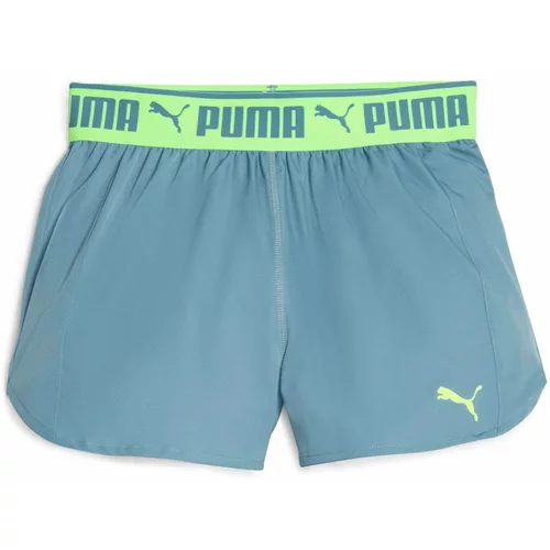 Puma Športne hlače cijansko modra / svetlo zelena