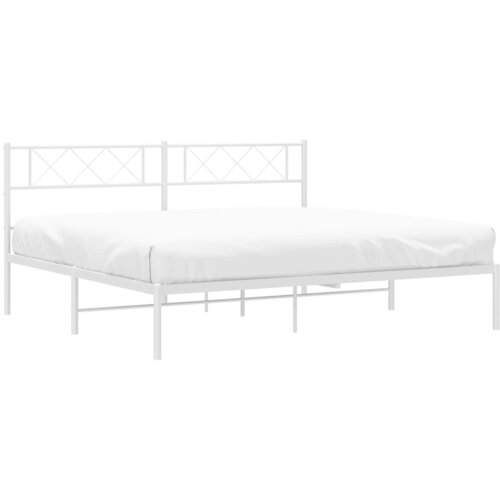  Metalni okvir za krevet s uzglavljem bijeli 160x200 cm Slike