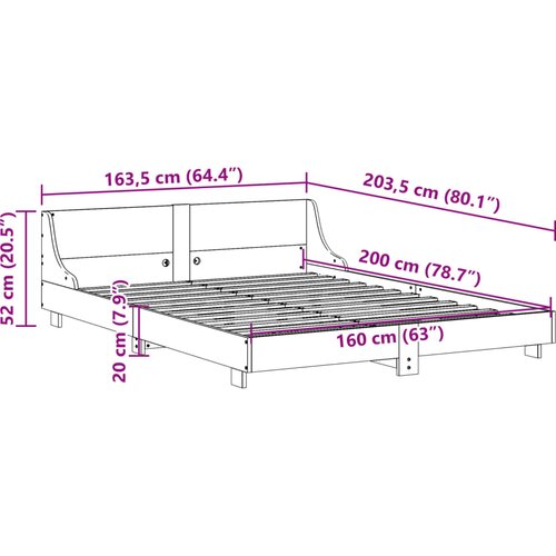  Okvir kreveta bez madraca bijeli 160x200 cm od masivne borovine Slike