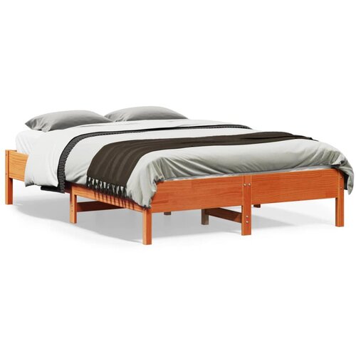 vidaXL Posteljni okvir voščeno rjav 140x190 cm trdna borovina Cene