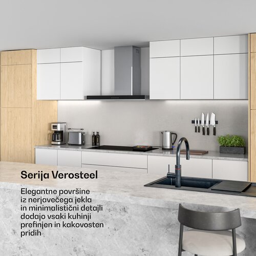 Klarstein Verosteel kuhinjska napa | Elegantna, minimalistična, zmogljiva | Energijski razred A++ | 881,6 m&amp;sup3;/h | 90 cm Slike