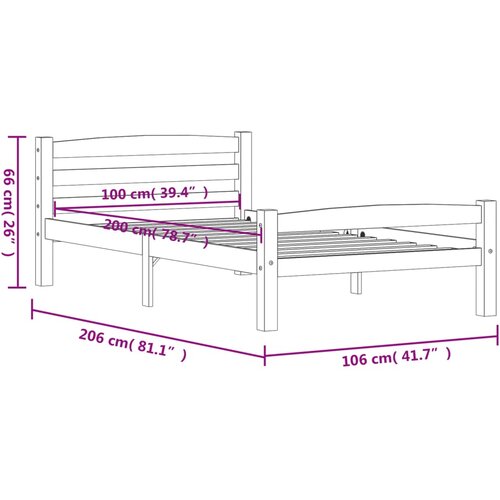  Okvir za krevet od masivne borovine 90 x 200 cm Slike