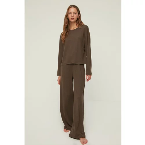 Trendyol Brown Knitted Pajamas Set