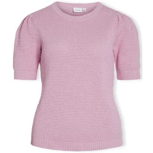 Vila Topi & Bluze Noos Dalo Knit S/S - Pastel Lavender Rožnata