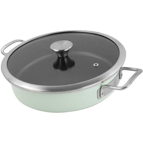 Vitrinor ponev s pokrovom Nordic 28 cm zelena, 2 ročaja, indukcija, emajl, prevleka proti prijemanju Cene