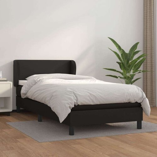  Box spring postelja z vzmetnico črn 100x200 cm umetno usnje, (20726519) Slike