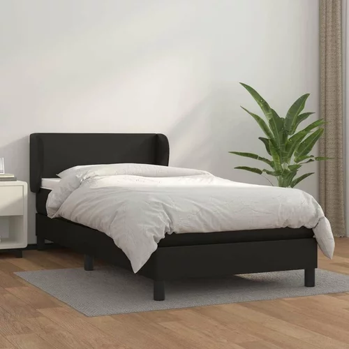  Box spring postelja z vzmetnico črn 100x200 cm umetno usnje, (20726519)
