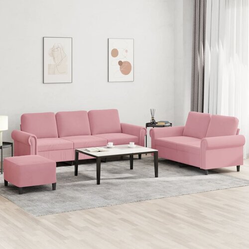  3-dijelni set sofa s jastucima ružičasti bar&scaron;unasti Cijene