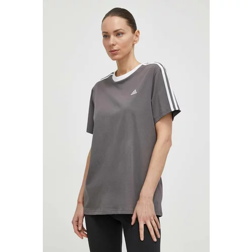 Adidas Pamučna majica za žene, boja: siva, IS1564
