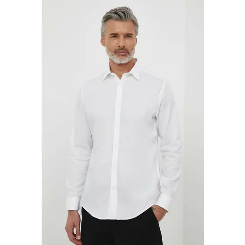 Liu Jo Pamučna košulja za muškarce, boja: bijela, slim, s klasičnim ovratnikom