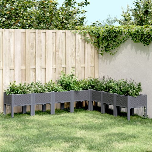 VidaXL Cvetlično korito z nogami sivo 200x160x42 cm PP Slike